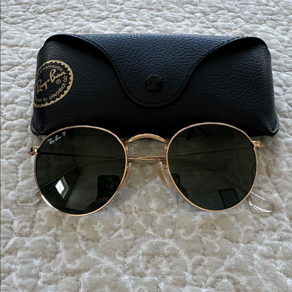 Ray-Ban Gold Frame Sunglasses with Black Case